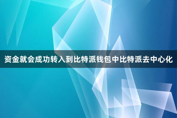 资金就会成功转入到比特派钱包中比特派去中心化