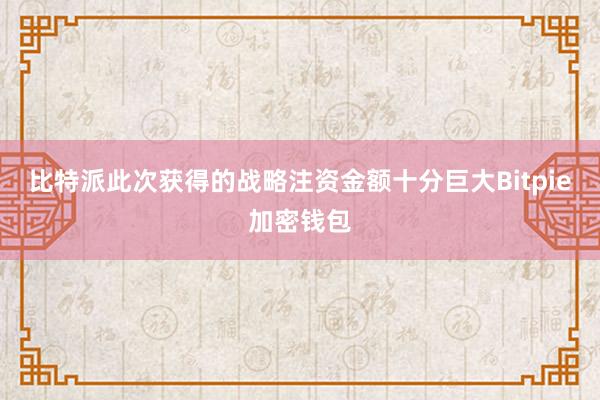 比特派此次获得的战略注资金额十分巨大Bitpie加密钱包