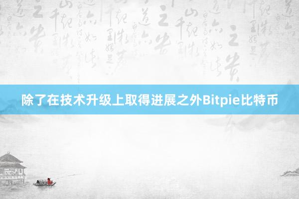 除了在技术升级上取得进展之外Bitpie比特币